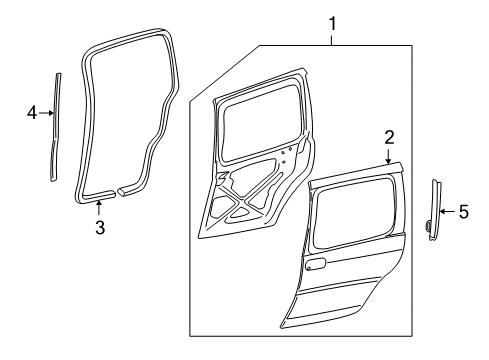 2006 Chevy Uplander Side Loading Door - Door & Components Diagram 1 - Thumbnail