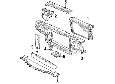 1985 Cadillac DeVille Radiator & Components, Radiator Support Diagram