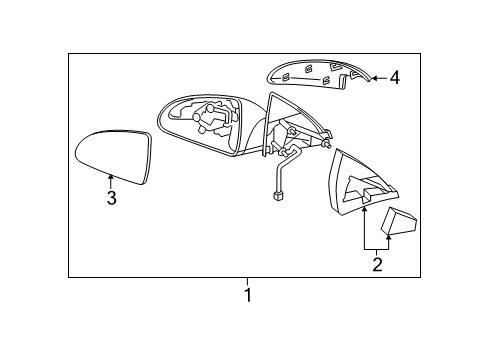 2008 Chevy Malibu Mirror Assembly, Outside Rear View Lh *Black Diagram for 15921264