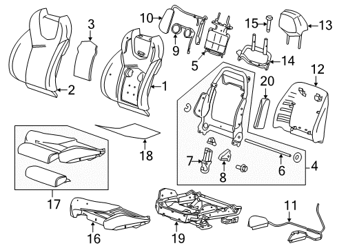 2012 Cadillac CTS Driver Seat Components Diagram 1 - Thumbnail