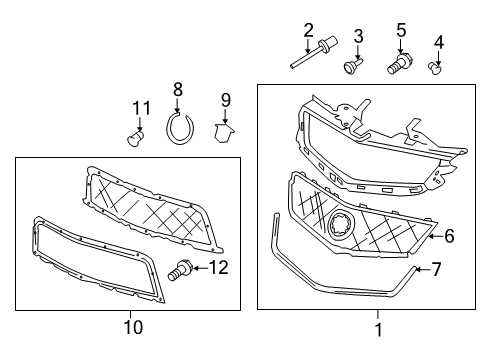 2012 Cadillac CTS Radiator Grille Emblem Assembly Diagram for 15263150