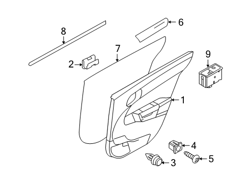 2008 Saturn Astra Trim,Rear Side Door *Charcoal Diagram for 94700956