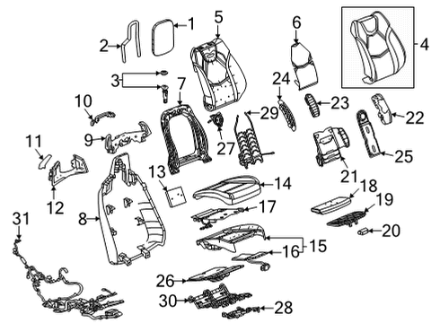 2023 Cadillac CT4 Passenger Seat Components Diagram