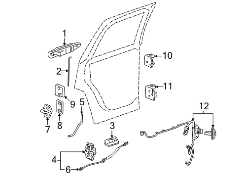 2011 Chevy Avalanche Rear Door - Lock & Hardware Diagram