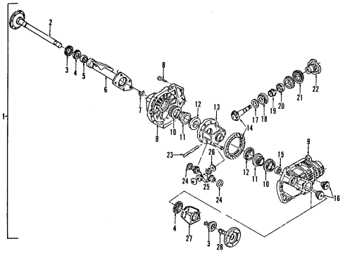 1995 Chevy Astro Front Axle Shafts & Differential Diagram