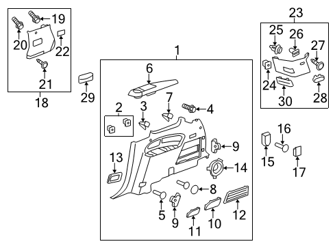 2008 Buick Enclave Bezel, Rear Seat Shoulder Belt Opening *Light Cashmere Diagram for 15803067