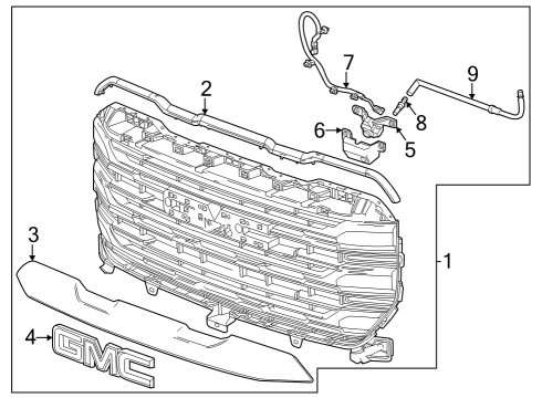 2022 GMC Sierra 1500 GRILLE ASM-FRT *DK NICKLE CHM Diagram for 85573240