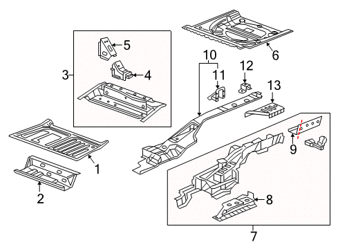 2017 Buick Envision Rear Body - Floor & Rails Diagram