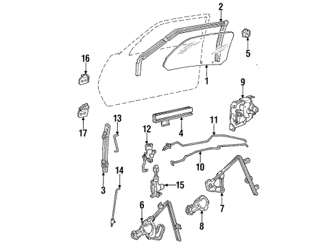 1987 Pontiac Grand Am Hge Asm Front Door Lower Diagram for 20649581