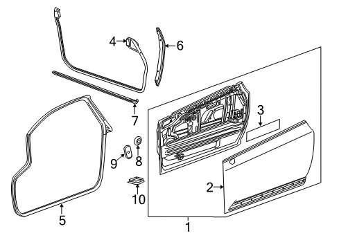 2014 Cadillac ELR Weatherstrip Assembly, Front Side Door Lower Auxiliary Diagram for 22876028