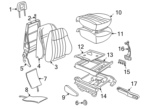 2003 Pontiac Montana Cover Asm,Driver Seat Back Cushion *Neutral Diagram for 88955637