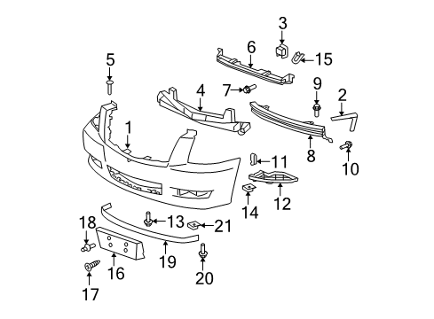 2009 Cadillac Escalade ESV Front Bumper Diagram 1 - Thumbnail