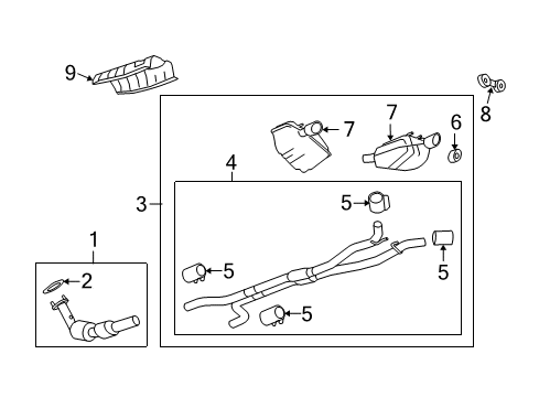 2010 Chevy Camaro 3Way Catalytic Convertor Assembly (W/ Exhaust Front Pip Diagram for 92247641