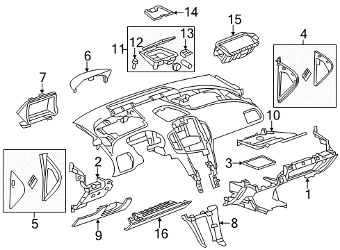 2013 Chevy Volt Panel Assembly, Instrument Panel Side Trim *Urban Diagram for 22961220