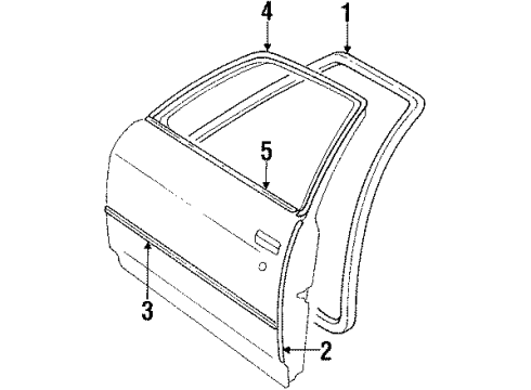 1987 Pontiac T1000 Weatherstrip,Front Side Door Diagram for 1694389