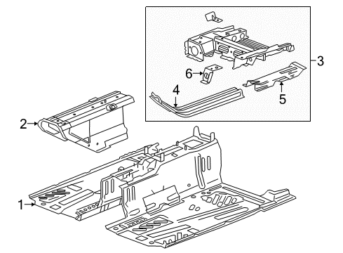 2016 Chevy Volt Pillars, Rocker & Floor - Floor & Rails Diagram