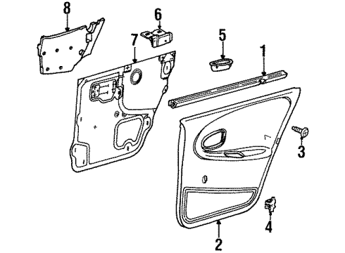 1997 Saturn SW1 Interior Trim - Rear Door Diagram