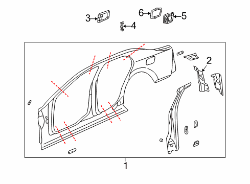 2007 Cadillac CTS Quarter Panel & Components Diagram