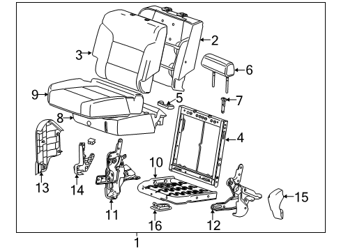 2017 GMC Sierra 3500 HD Rear Seat Components Diagram 1 - Thumbnail