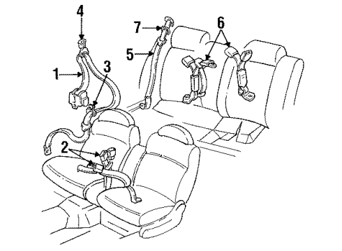 1998 Chevy Monte Carlo Cover, D/P Seat Shoulder Belt Guide Trim *Graphite Diagram for 10227067