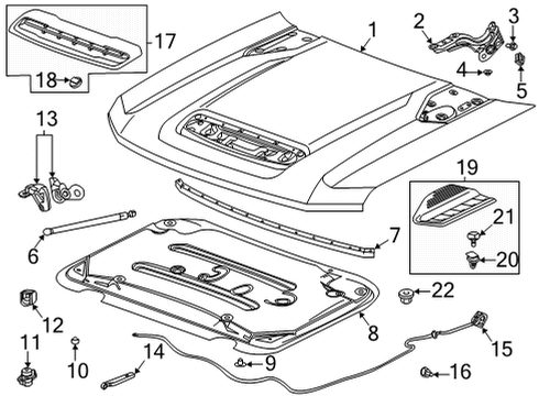 2022 Chevy Silverado 2500 HD Hood & Components Diagram