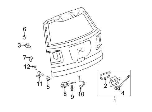 2009 GMC Acadia Lift Gate - Lock & Hardware Diagram 2 - Thumbnail