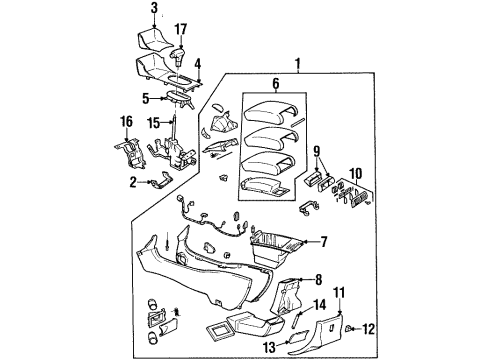 1998 Oldsmobile LSS Link, Front Floor Console Rear Air Valve Diagram for 25604488