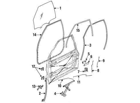 1994 Saturn SL Front Side Door Lock Assembly Diagram for 16630697