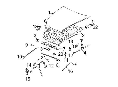 2003 Buick Park Avenue Hinge Assembly, Hood (Body Side) Diagram for 25667458