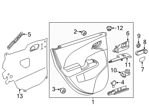 2015 Chevy Sonic Trim Assembly, Rear Side Door *Black Diagram for 95400996