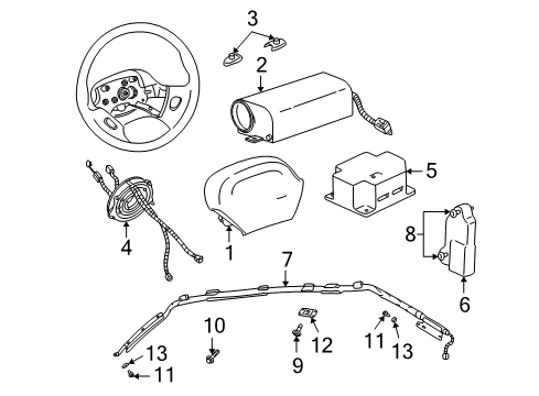 2001 Saturn L100 Airbag,Steering Wheel Diagram for 24411013