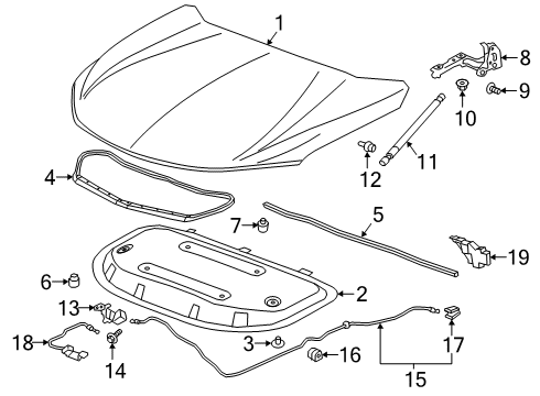 2024 Chevy Blazer Hood Assembly, . Diagram for 84922348