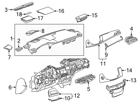 2020 Cadillac CT6 Cover Assembly, I/P Tr Pad Rdo Ctr Spkr Opg *Black Diagram for 84285126