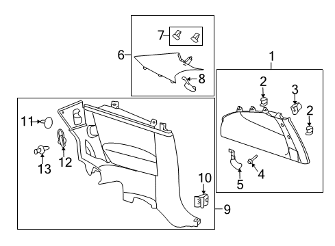 2009 Pontiac G5 Interior Trim - Quarter Panels Diagram