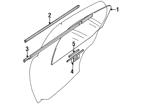 1999 Chevy Metro Channel,Rear Side Door Window Lower Sash Diagram for 91172113