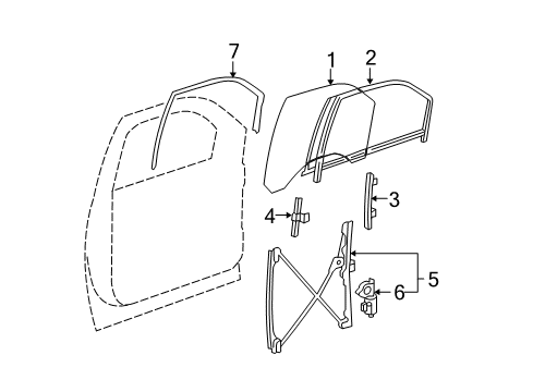 2012 Cadillac Escalade ESV Front Door - Glass & Hardware Diagram