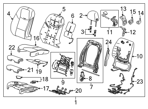 2017 Cadillac ATS Cover Assembly, Front Seat Back *Platinum Diagram for 23372921