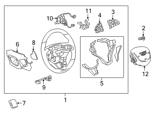 2022 Cadillac XT6 Applique Assembly, Strg Whl Tr Spoke Cvr *Black Diagram for 84555765