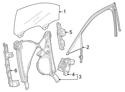 2023 Cadillac LYRIQ Glass - Front Door Diagram