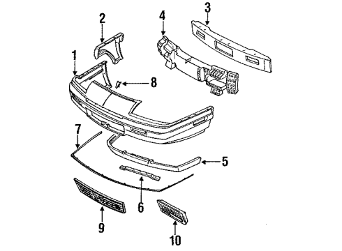 1988 Pontiac Grand Prix Molding Assembly, Rear Bumper Fascia (Cooler Tbd, Red*Red Diagram for 14102962