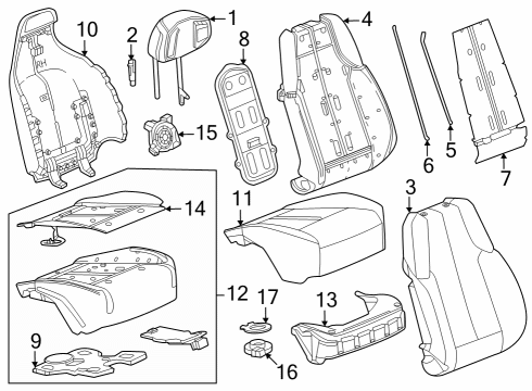 2024 Cadillac LYRIQ Passenger Seat Components Diagram 1 - Thumbnail