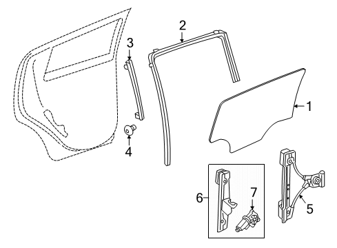 2021 Chevy Spark Rear Driver Side Power Window Regulator And Motor Assembly (Lh) Diagram for 42439350