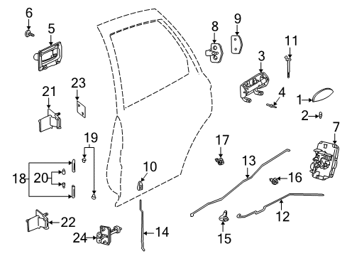 2000 Saturn LW1 Handle Asm,Rear Side Door Inside *Ebony Diagram for 22674230