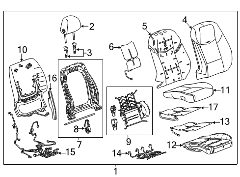 2014 Cadillac ATS Passenger Seat Components Diagram