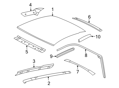 2000 Chevy Cavalier Weatherstrip Assembly, Roof Side Rail Diagram for 22658004