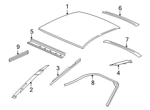 2000 Chevy Cavalier Weatherstrip Assembly, Roof Side Rail Diagram for 22658002