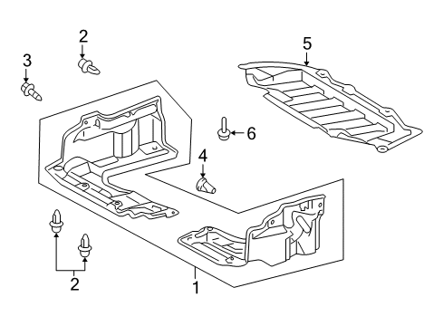 2010 Pontiac Vibe Shield,Engine Splash Diagram for 19183881