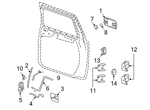 2005 Hummer H2 Front Door - Lock & Hardware Diagram