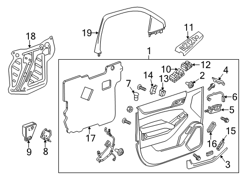 2020 GMC Yukon XL Switch Assembly, O/S Rr View Mir R/Con *Black Carbon Diagram for 84644922