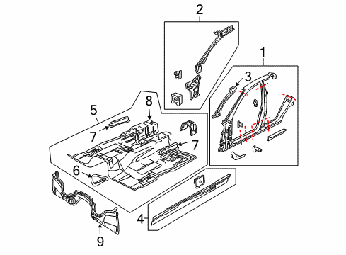 2004 Pontiac GTO Panel,Front Floor Diagram for 92123108